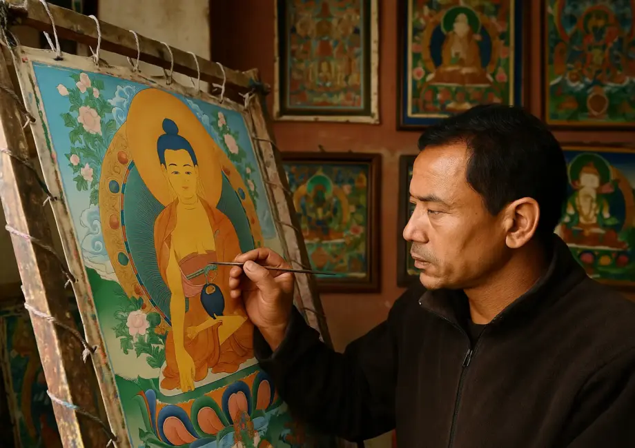 The Art of Thangka Painting in Boudha: Where to See It, Learn It, and Buy It
