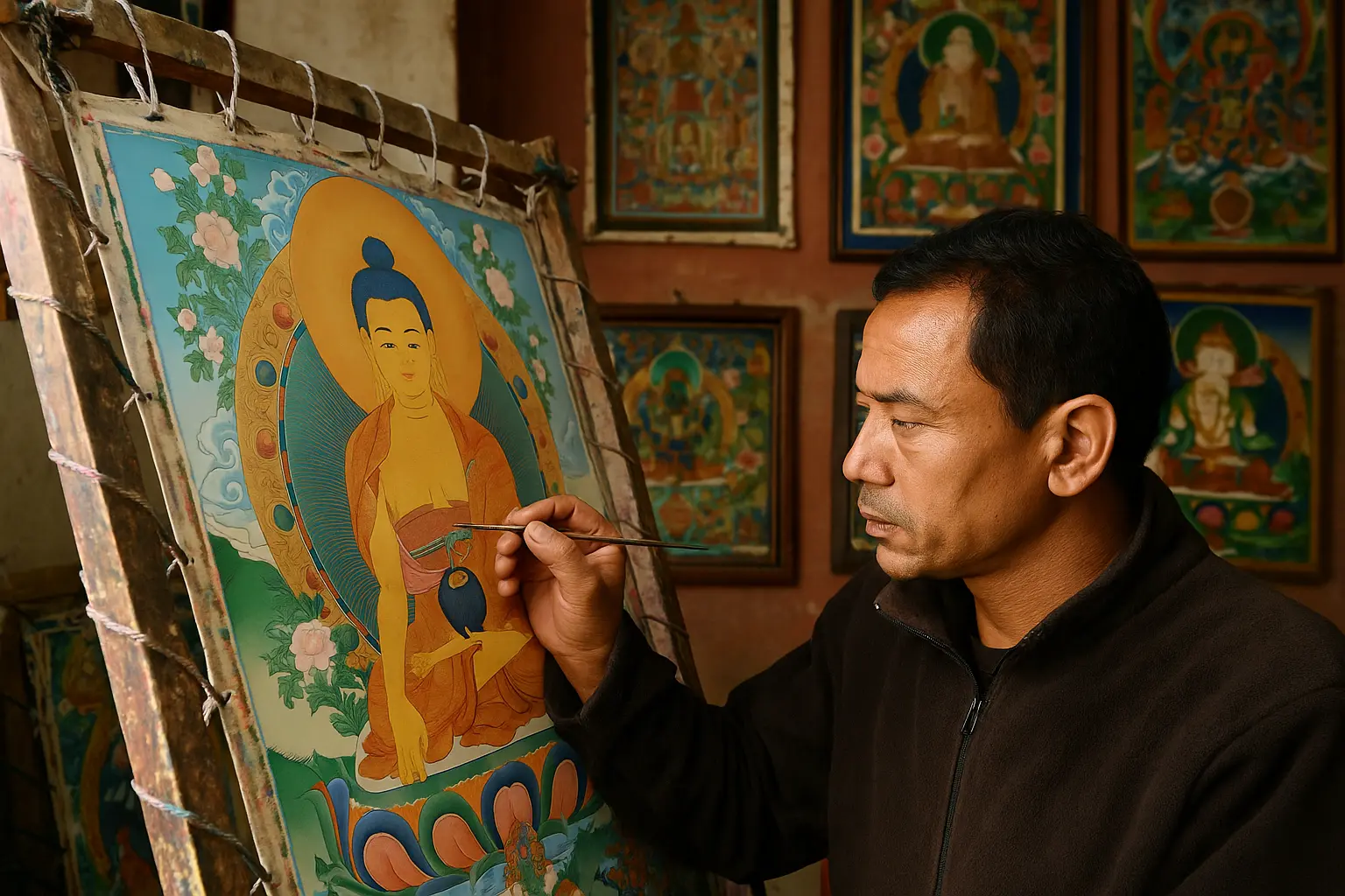The Art of Thangka Painting in Boudha: Where to See It, Learn It, and Buy It